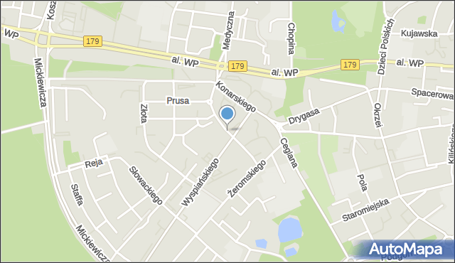 Piła, Wyszyńskiego Stefana, ks. prym. kard., mapa Piły