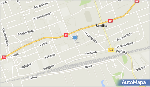 Sokółka, Wyszyńskiego Stefana, ks. kard., mapa Sokółka