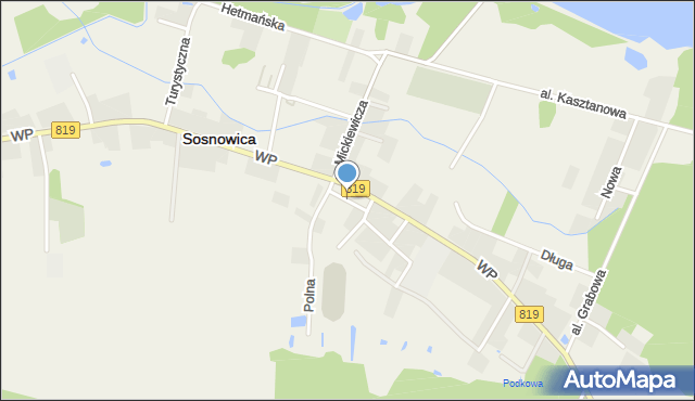 Sosnowica powiat parczewski, Wyzwolenia, mapa Sosnowica powiat parczewski