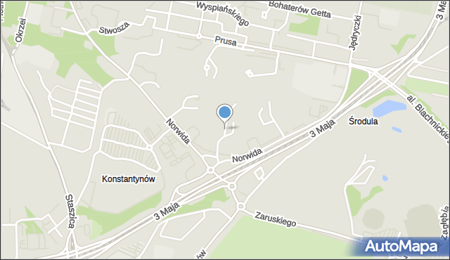 Sosnowiec, Wybickiego Józefa, gen., mapa Sosnowca