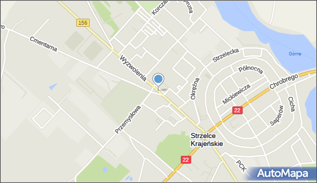 Strzelce Krajeńskie, Wyzwolenia, mapa Strzelce Krajeńskie