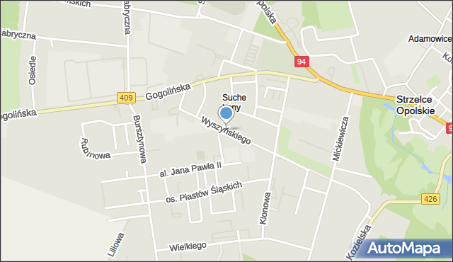 Strzelce Opolskie, Wyszyńskiego Stefana, ks. kard., mapa Strzelce Opolskie