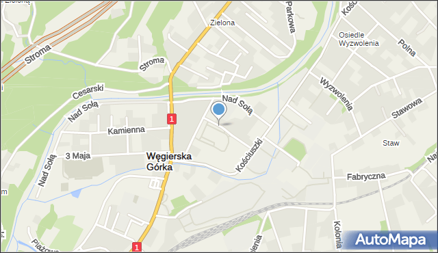Węgierska Górka, Wyspiańskiego Stanisława, mapa Węgierska Górka