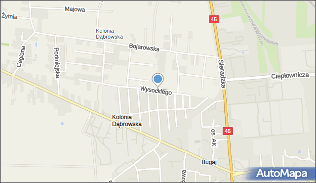 Wieluń, Wysockiego Józefa, gen., mapa Wieluń