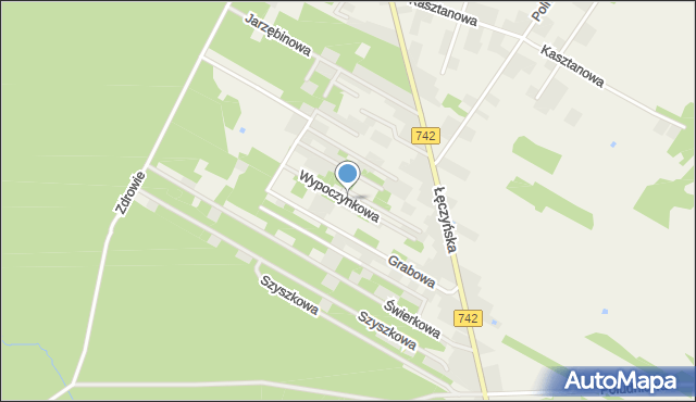 Włodzimierzów gmina Sulejów, Wypoczynkowa, mapa Włodzimierzów gmina Sulejów