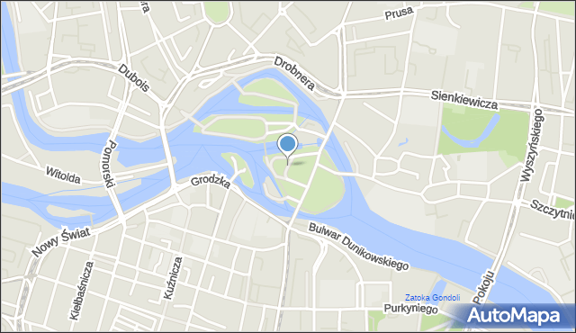 Wrocław, Wyspa Piasek, mapa Wrocławia