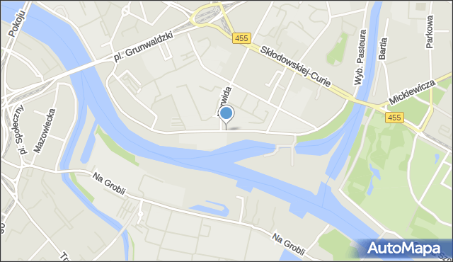 Wrocław, Wybrzeże Stanisława Wyspiańskiego, mapa Wrocławia