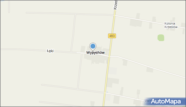 Wypychów gmina Zelów, Wypychów, mapa Wypychów gmina Zelów
