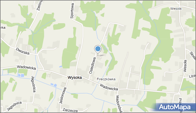 Wysoka gmina Wadowice, Wysoka, mapa Wysoka gmina Wadowice