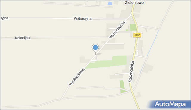 Zieleniewo gmina Kołobrzeg, Wycieczkowa, mapa Zieleniewo gmina Kołobrzeg