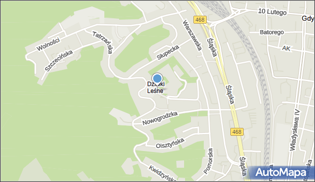 Gdynia, Wzgórze św. Stanisława Kostki, mapa Gdyni