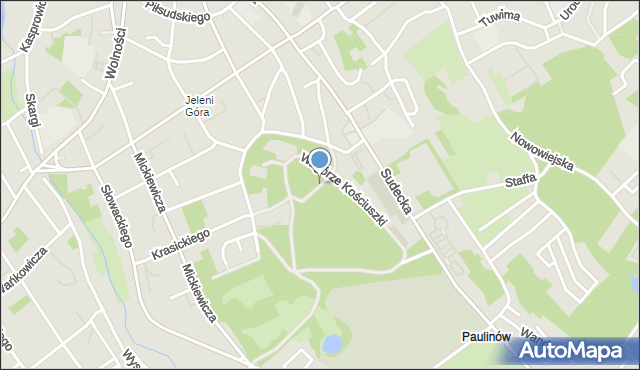 Jelenia Góra, Wzgórze Kościuszki Tadeusza, gen., mapa Jelenia Góra