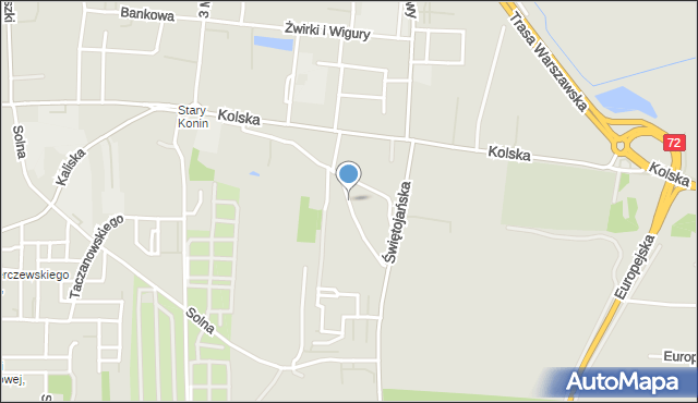 Konin, Wzgórze, mapa Konina