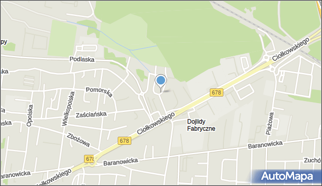 Białystok, Zaułek Podlaski, mapa Białegostoku