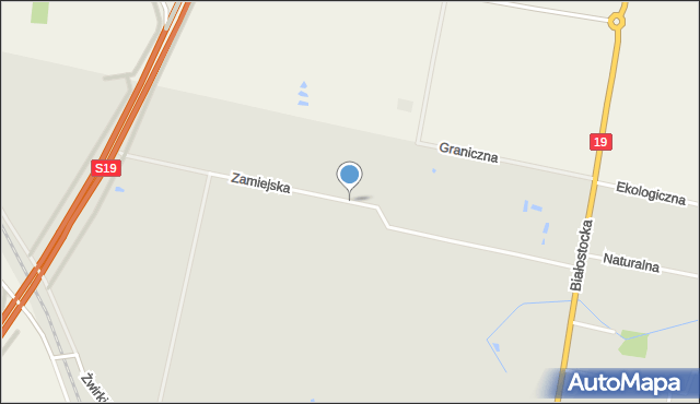 Bielsk Podlaski, Zamiejska, mapa Bielsk Podlaski