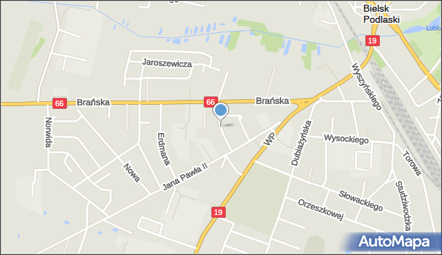 Bielsk Podlaski, Żarniewicza Władysława, mapa Bielsk Podlaski