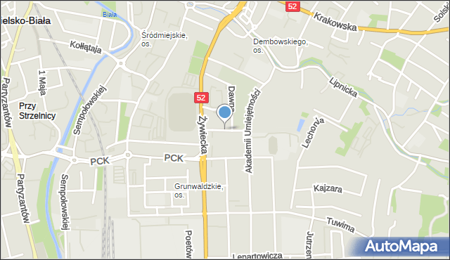 Bielsko-Biała, Zapolskiej Gabrieli, mapa Bielsko-Białej