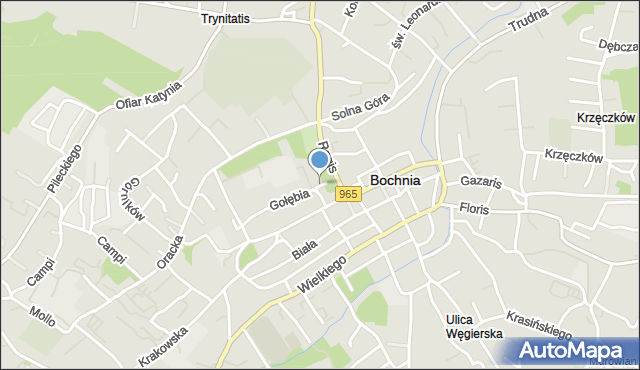 Bochnia, Zaułek św. Mikołaja, mapa Bochni