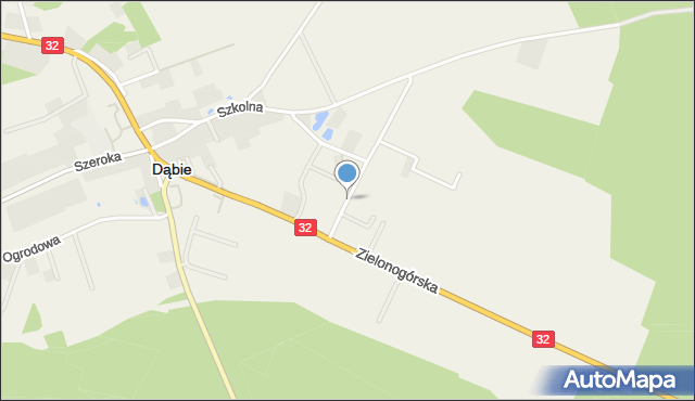 Dąbie powiat krośnieński, Zacisze, mapa Dąbie powiat krośnieński