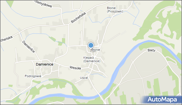 Damienice, Zakole, mapa Damienice