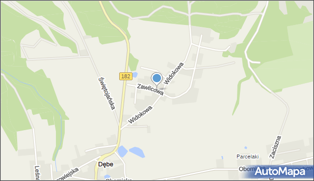 Dębe gmina Lubasz, Zawilcowa, mapa Dębe gmina Lubasz