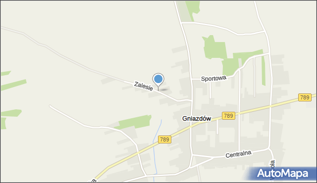 Gniazdów gmina Koziegłowy, Zalesie, mapa Gniazdów gmina Koziegłowy