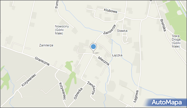 Górki Małe gmina Brenna, Zamilerze, mapa Górki Małe gmina Brenna