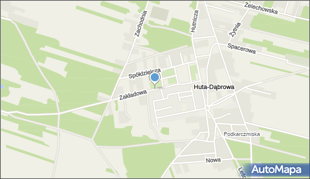 Huta-Dąbrowa, Zakładowa, mapa Huta-Dąbrowa