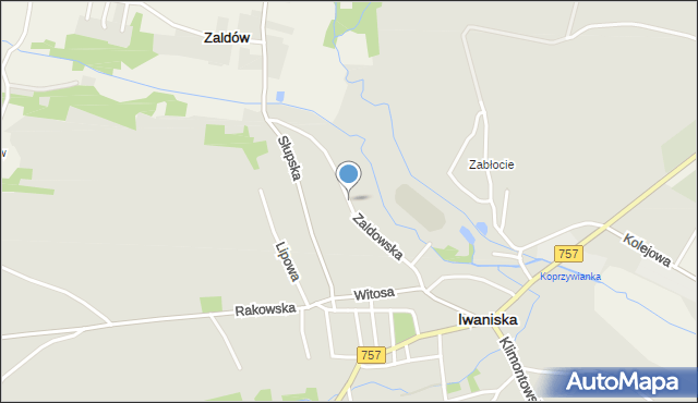 Iwaniska, Zaldowska, mapa Iwaniska