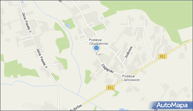 Jankowice gmina Pszczyna, Zagajniki, mapa Jankowice gmina Pszczyna
