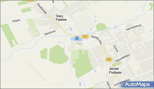 Janów Podlaski, Zamkowa, mapa Janów Podlaski