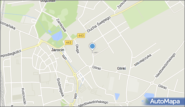 Jarocin, Zapłocie, mapa Jarocin