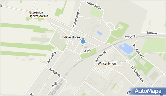 Jędrzejów, Zamoście, mapa Jędrzejów