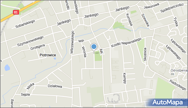 Katowice, Załogowa, mapa Katowic