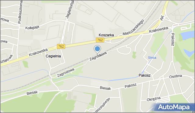Kielce, Zagrodowa, mapa Kielc