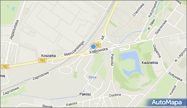 Kielce, Zagonowa, mapa Kielc