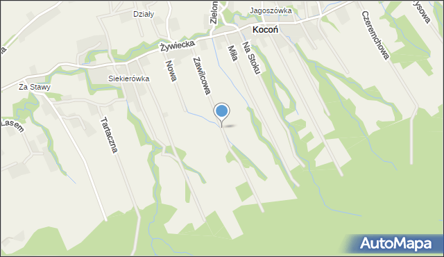 Kocoń, Zawilcowa, mapa Kocoń