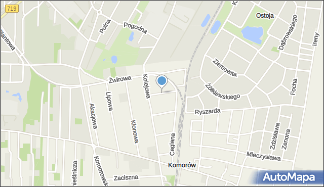 Komorów gmina Michałowice, Żabia, mapa Komorów gmina Michałowice