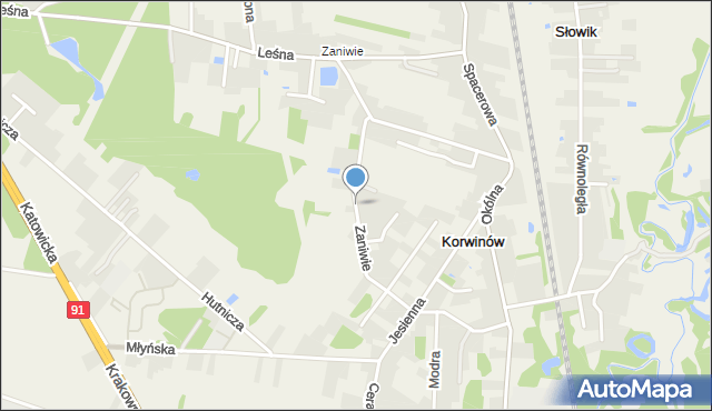 Korwinów, Zaniwie, mapa Korwinów