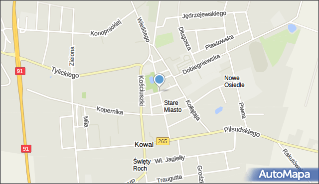 Kowal, Zamkowa, mapa Kowal