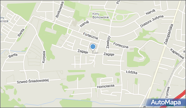 Kraków, Zagaje, mapa Krakowa