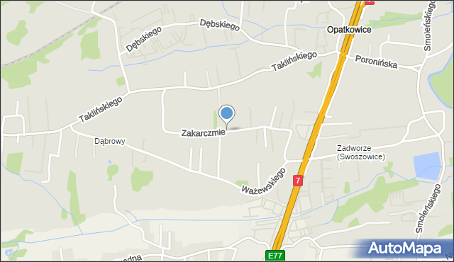 Kraków, Zakarczmie, mapa Krakowa