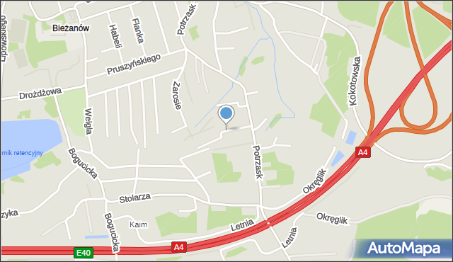 Kraków, Zalipki, mapa Krakowa