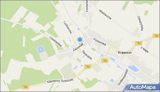 Krasocin, Zarzecze, mapa Krasocin