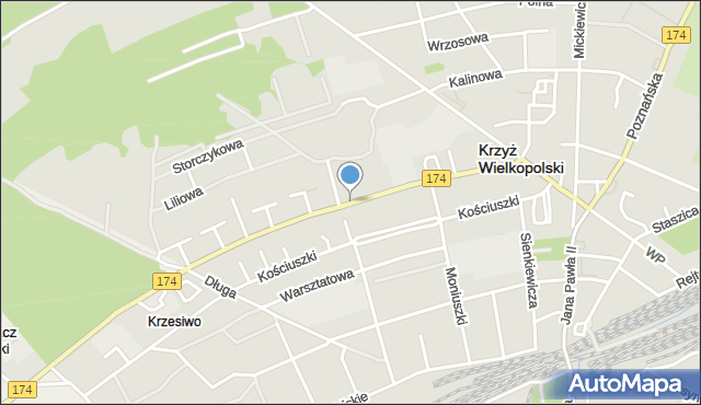 Krzyż Wielkopolski, Zachodnia, mapa Krzyż Wielkopolski