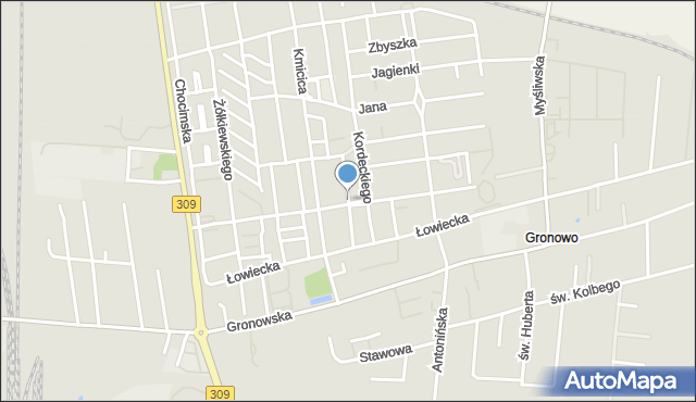 Leszno, Zagłoby Jana Onufrego, mapa Leszno