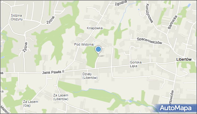 Libertów gmina Mogilany, Zagajnik, mapa Libertów gmina Mogilany
