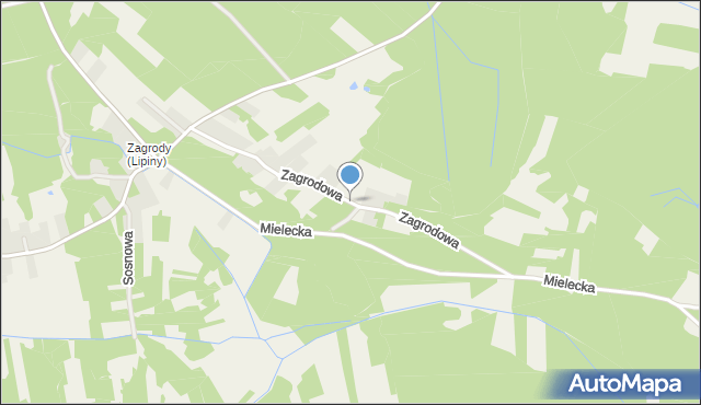 Lipiny gmina Dąbrowa Tarnowska, Zagrodowa, mapa Lipiny gmina Dąbrowa Tarnowska