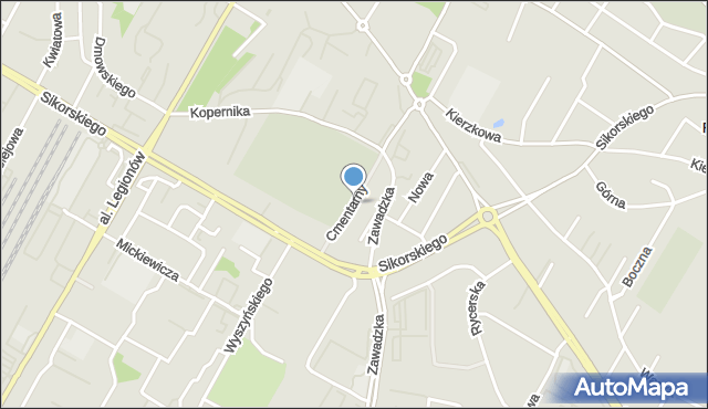 Łomża, Zaułek Cmentarny, mapa Łomży