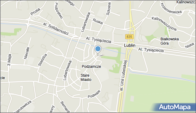 Lublin, Zamkowa, mapa Lublina